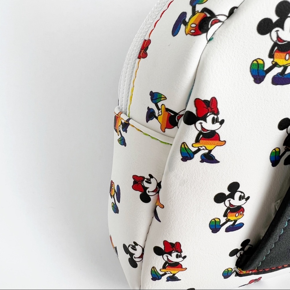 Disney Parks Loungefly Mickey Minnie Mouse Rainbow Pride Mini Backpack Wristlet - Picture 7 of 11